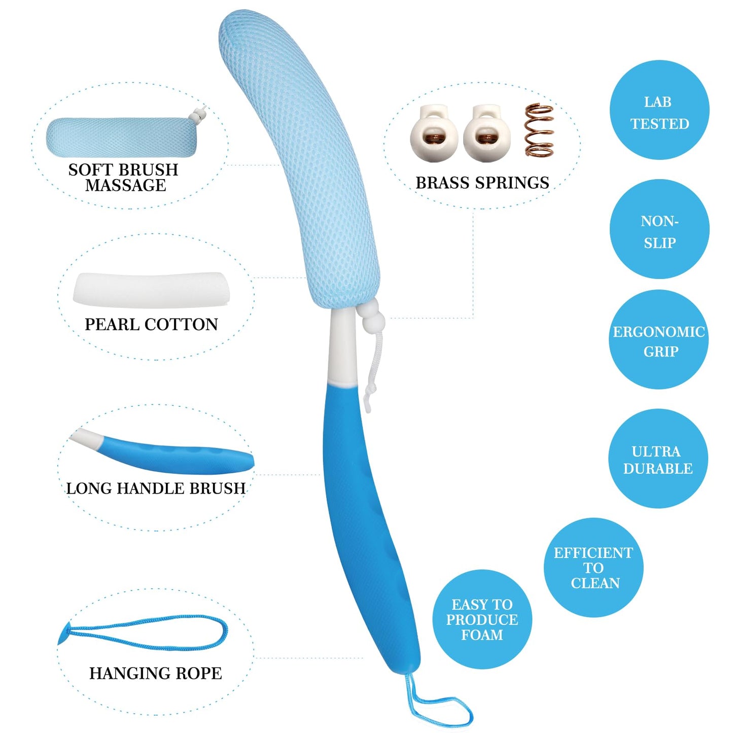 Leetye Mei Long Handle Bath Brush Back Scrubber for Use in Shower,Dual-Sided Non Slip Shower Scrubber for Cleaning Body?Exfoliator Wet or Dry Brushing Beauty & Personal Care Leetye Mei