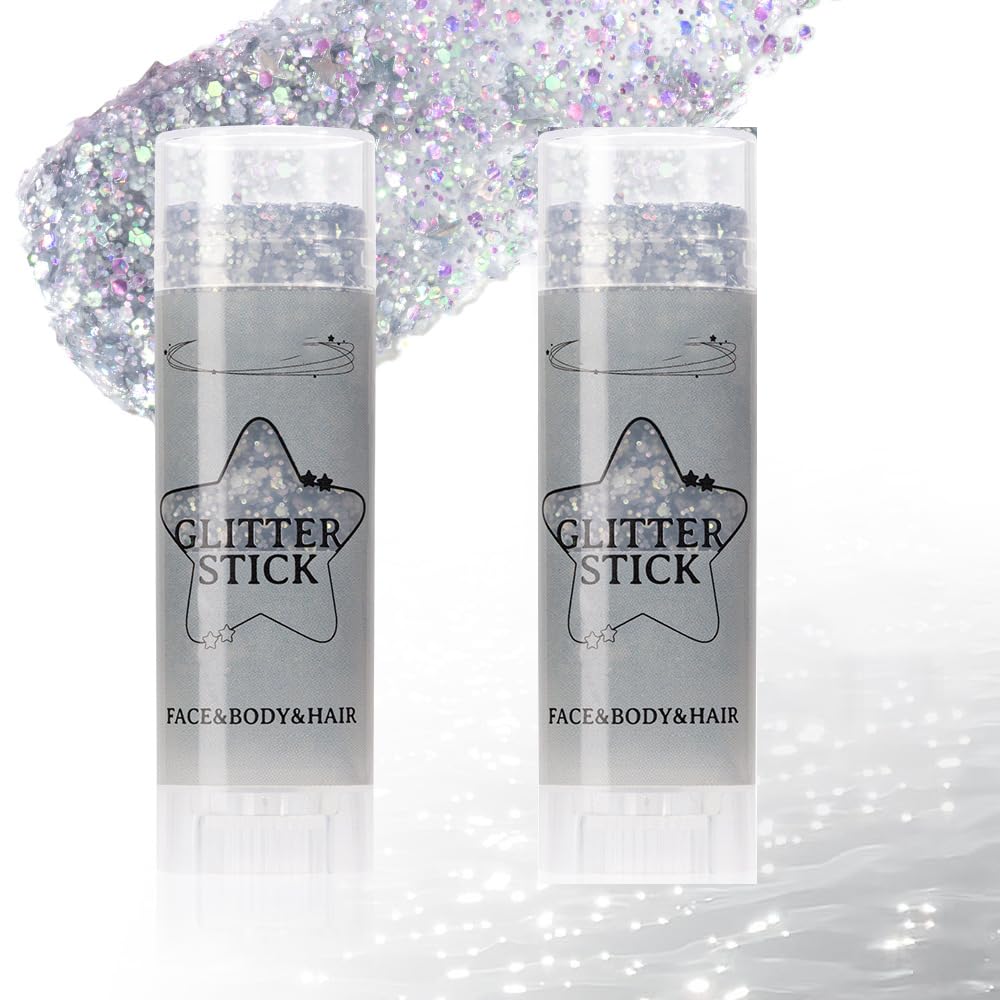 TAIKELOP 2 PCS Face Body Glitter, Face Glitter Body Gel Sequins Shimmer Liquid Eyeshadow, Hair Glitter Sparkles Chunky Face Glitter Gel for Girls Beauty & Personal Care TAIKELOP