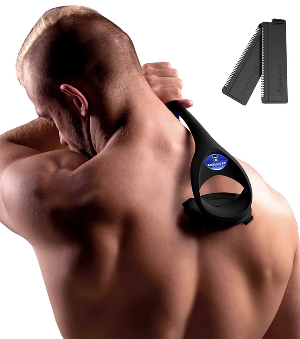 baKblade 2.0 PLUS - Back Shaver for Men (DIY), Ergonomic Handle, Shave Wet or Dry (Extra Blades Included) Beauty and Personal Care BAKBLADE