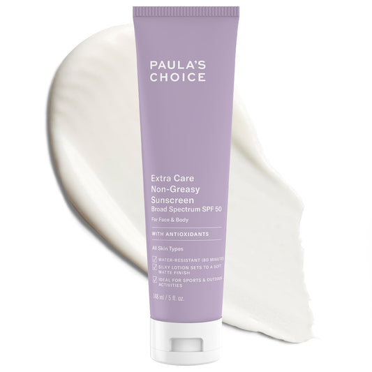 Paula’s Choice Extra Care Oil-Free Sunscreen SPF 50 – Face & Body Lotion with Aloe & Vitamins A/C, Sweat & Water Resistant, 5 oz Beauty & Personal Care Paula's Choice