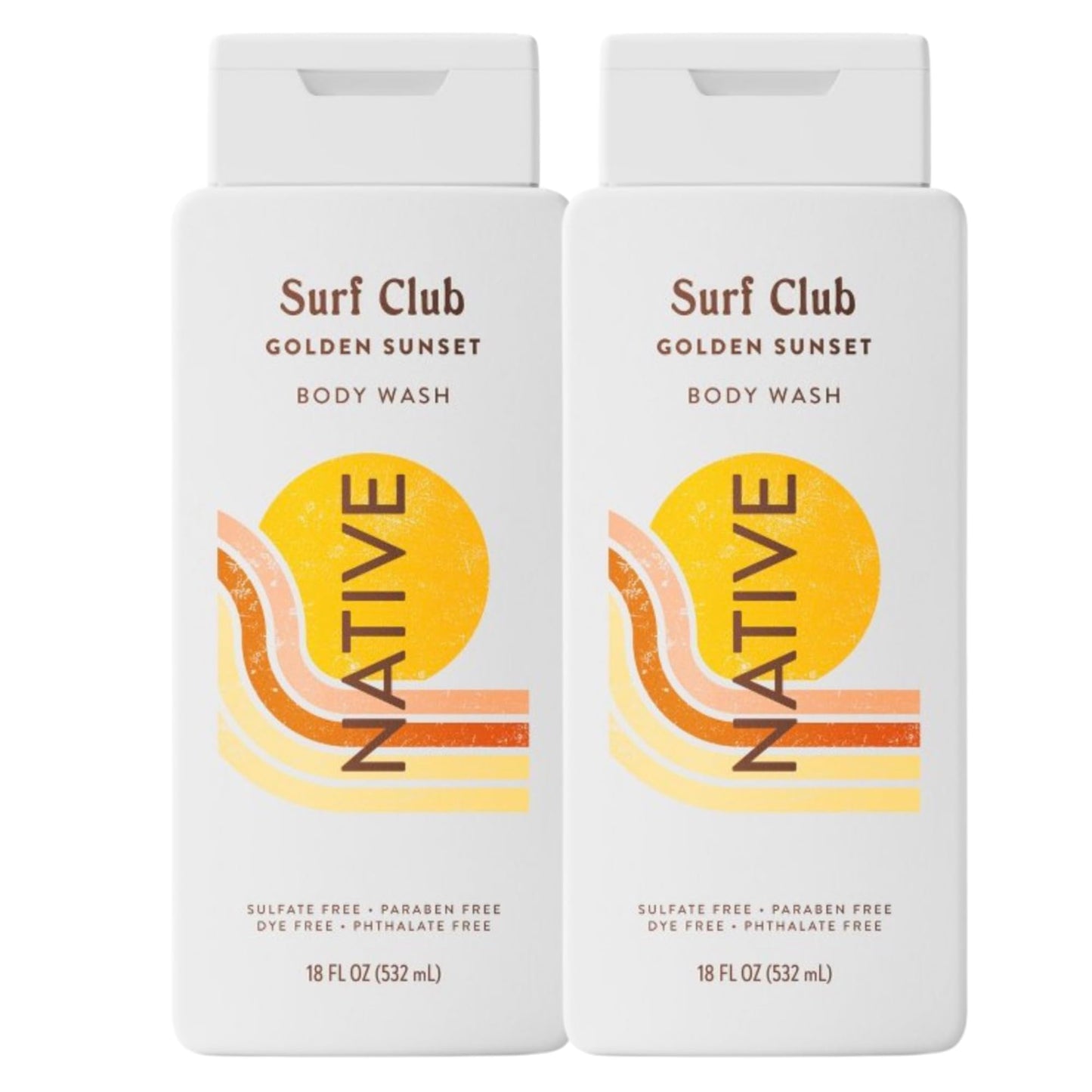 Native Surf Club Golden Sunset Body Wash, Pineapple and Pink Pepper Scent, Sulfate Free, 18 fl oz, 2 Pack (Golden Sunset) Beauty & Personal Care Native