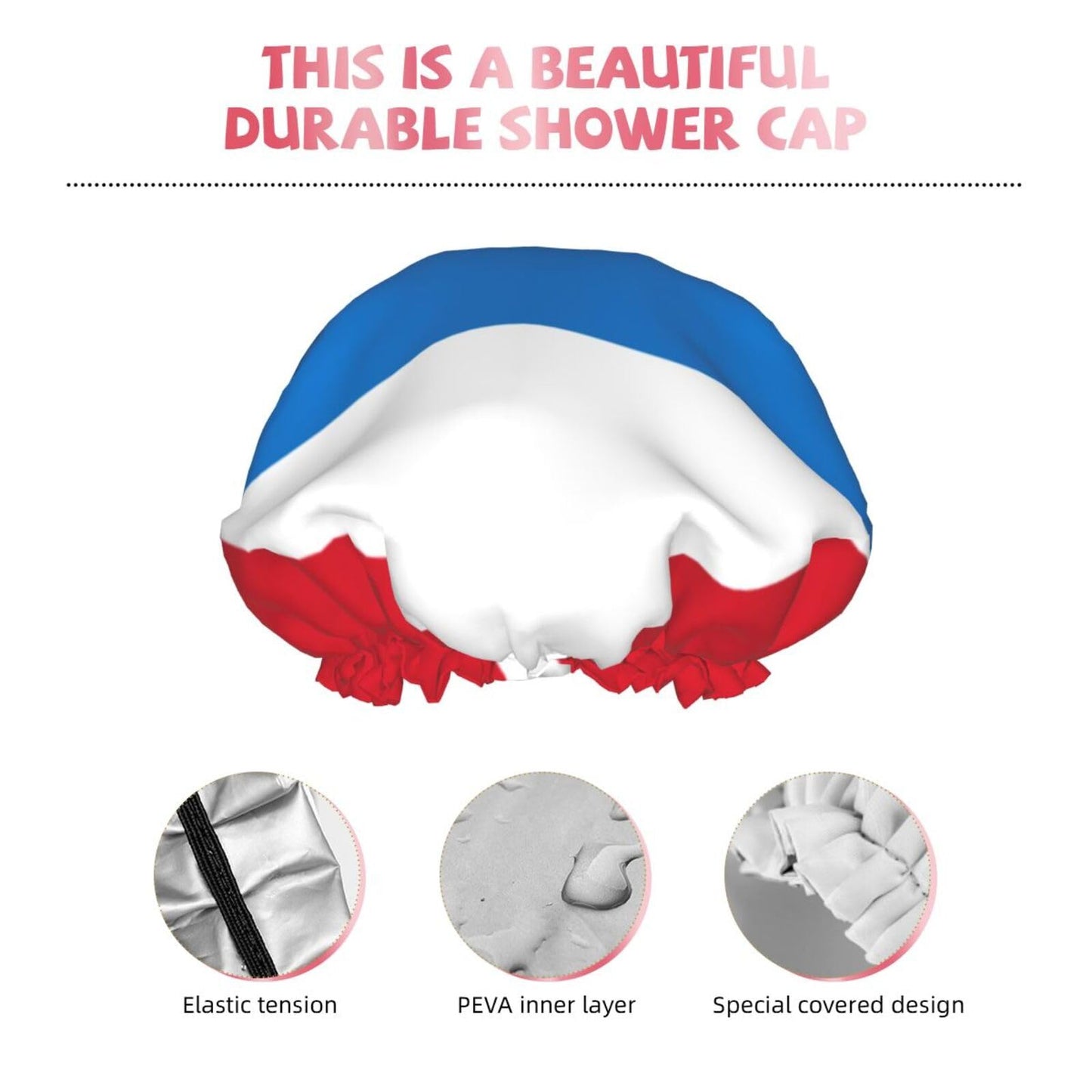Antigua Barbuda Flag Prints Shower Cap Double Layer Lined Waterproof Bathing Shower Hat Beauty and Personal Care Hayyett