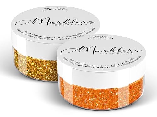MARBLERS Twinkle Face & Body Glitter Duo [Honey Gold & Rainbow Orange] 0.36oz (10g) | Non-Toxic | Cruelty-Free | Eyeshadow, Nail Polish, Nail Art | Beauty & Personal Care MARBLERS