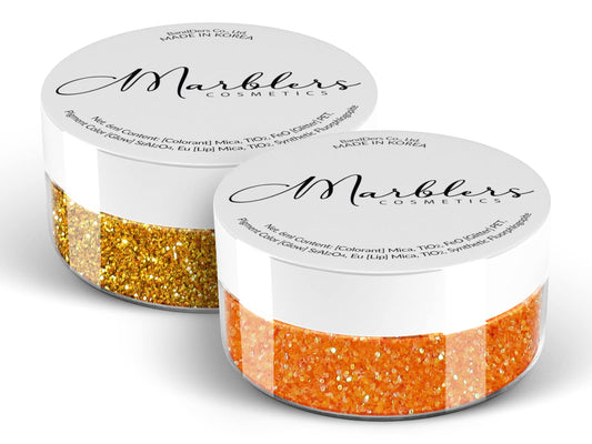 MARBLERS Twinkle Face & Body Glitter Duo [Honey Gold & Rainbow Orange] 0.36oz (10g) | Non-Toxic | Cruelty-Free | Eyeshadow, Nail Polish, Nail Art | Beauty & Personal Care MARBLERS