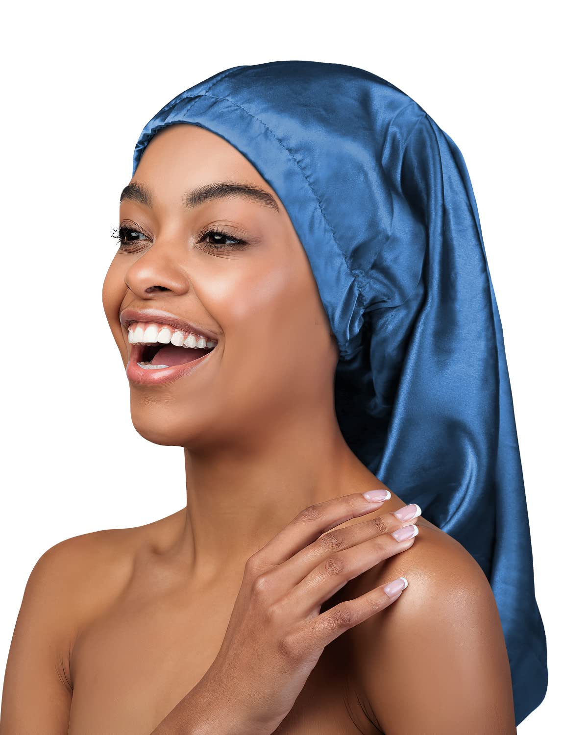 Extra Large Satin Infinity Scarf Ponytail Turban Cozy Winter Hats Blue Beauty and Personal Care Heerf