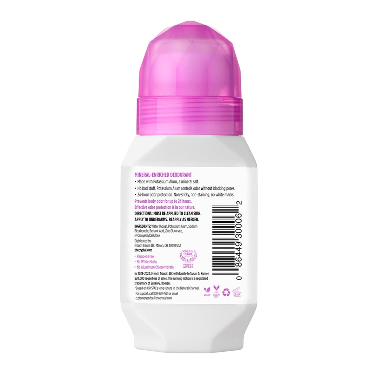 CRYSTAL Deodorant - Mineral Roll on Vegan Deodorant for Women and Men, Unscented - 2.25 fl. oz. (3 Pack) (Packaging May Vary) Beauty and Personal Care Crystal Essence