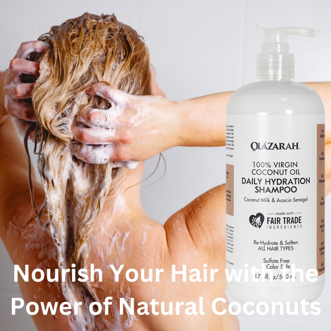 Coconut Daily Hydration Shampoo, 17 fl. oz. & OlaZarah Coconut Oil Conditioner, 17 fl. oz (combination) Beauty & Personal Care OLAZARAH