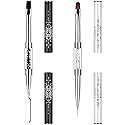 LEQ 2Pcs Nail Art Brush Set, Dual-ended Oval & Flat Gel Nail Polish Brushes Nail Art Liner Brush Polygel Slice Tool for PolyGel UV Builder Gel Nails Beauty & Personal Care LEQ