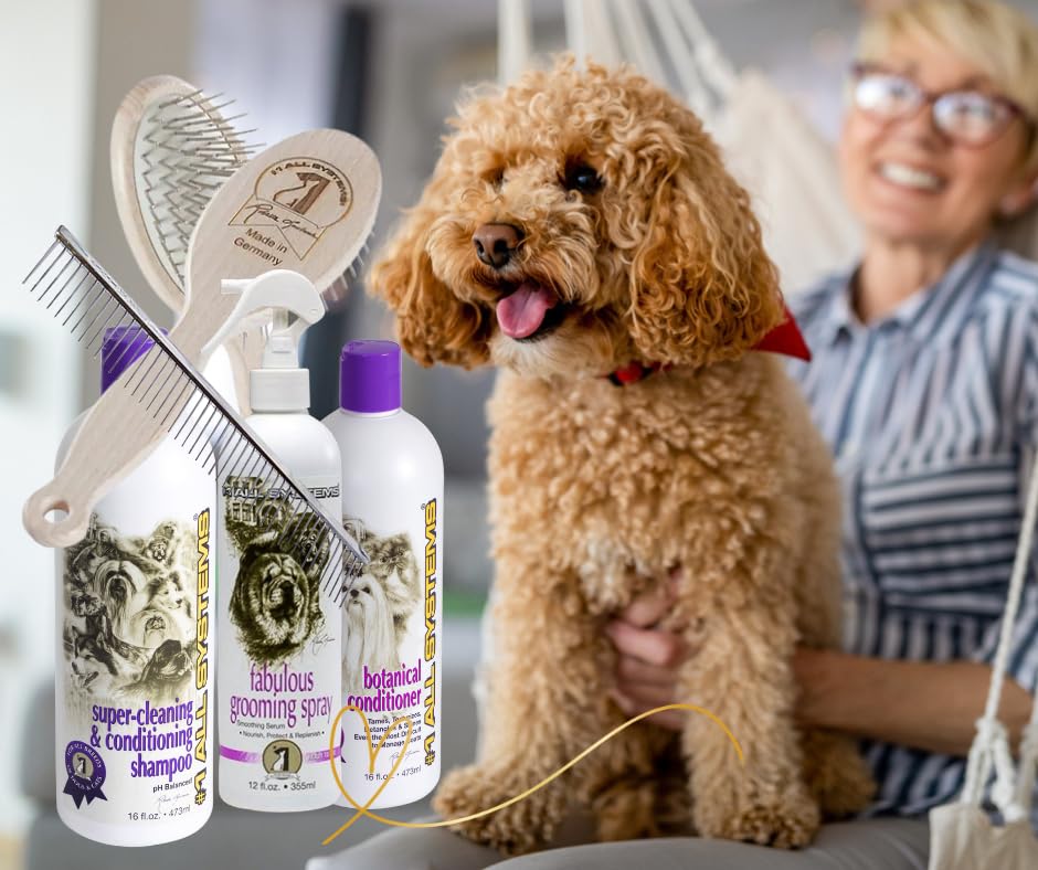 #1 All Systems Poodle Grooming Package, Shampoo, Conditioner, Spray, Brush and The Perfect Poodle Comb Beauty & Personal Care #1 All Systems
