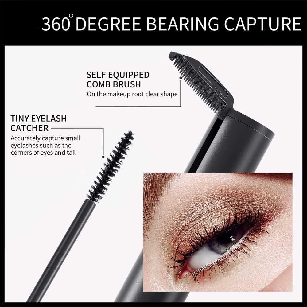 2 in 1 Waterproof Mascara, Tiny Brush for Fine Short Eyelash, Natural Lengthening And Thickening Effect, Extra Long Lash Eyelashes,Voluminous Beauty & Personal Care LESITI