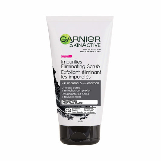 Garnier SkinActive Charcoal Blackhead Eliminating Scrub, 5 Fl Oz (150mL), 1 Count (Packaging Mary Vary)