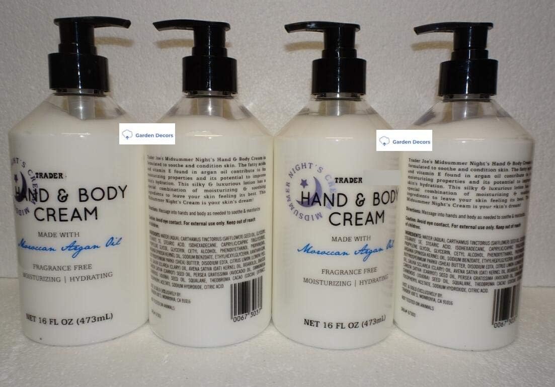 Moroccan Trader Joe's Hand & Body Cream Argan Oil 16fl oz 473ml (Pack of Four) Beauty & Personal Care Pousutong