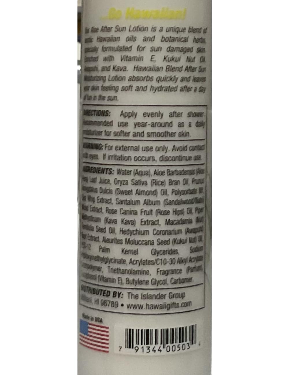 Hawaiian Blend Aloe After Sun Lotion 8 Oz. Bottle Beauty & Personal Care Hawaiian Blend