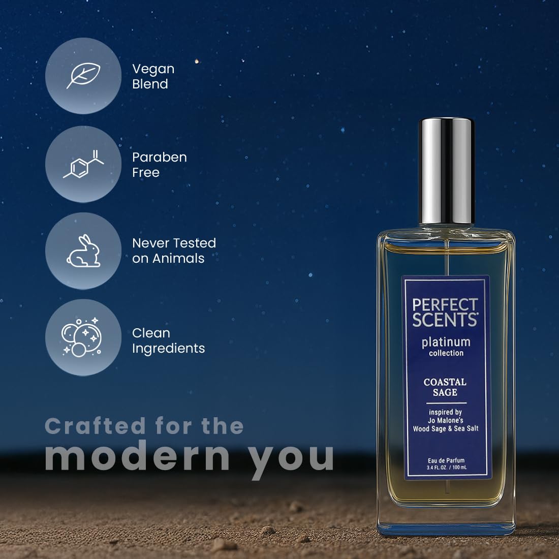 Perfect Scents Fragrances | Inspired by Jo Malone’s Wood Sage & Sea Salt | Platinum Collection | Coastal Sage | Unisex Eau de Parfum | Paraben Beauty & Personal Care Instyle Fragrances