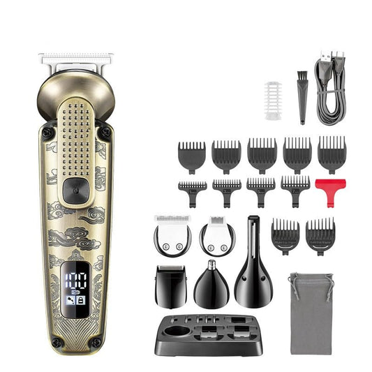 GLESVOWIO 8-in-1 Professional Hair Clipper Set Multifunctional Intelligent LED Digital Electric Razor for Nose Body Face & Mustache Cordless Body Beauty and Personal Care GLESVOWIO