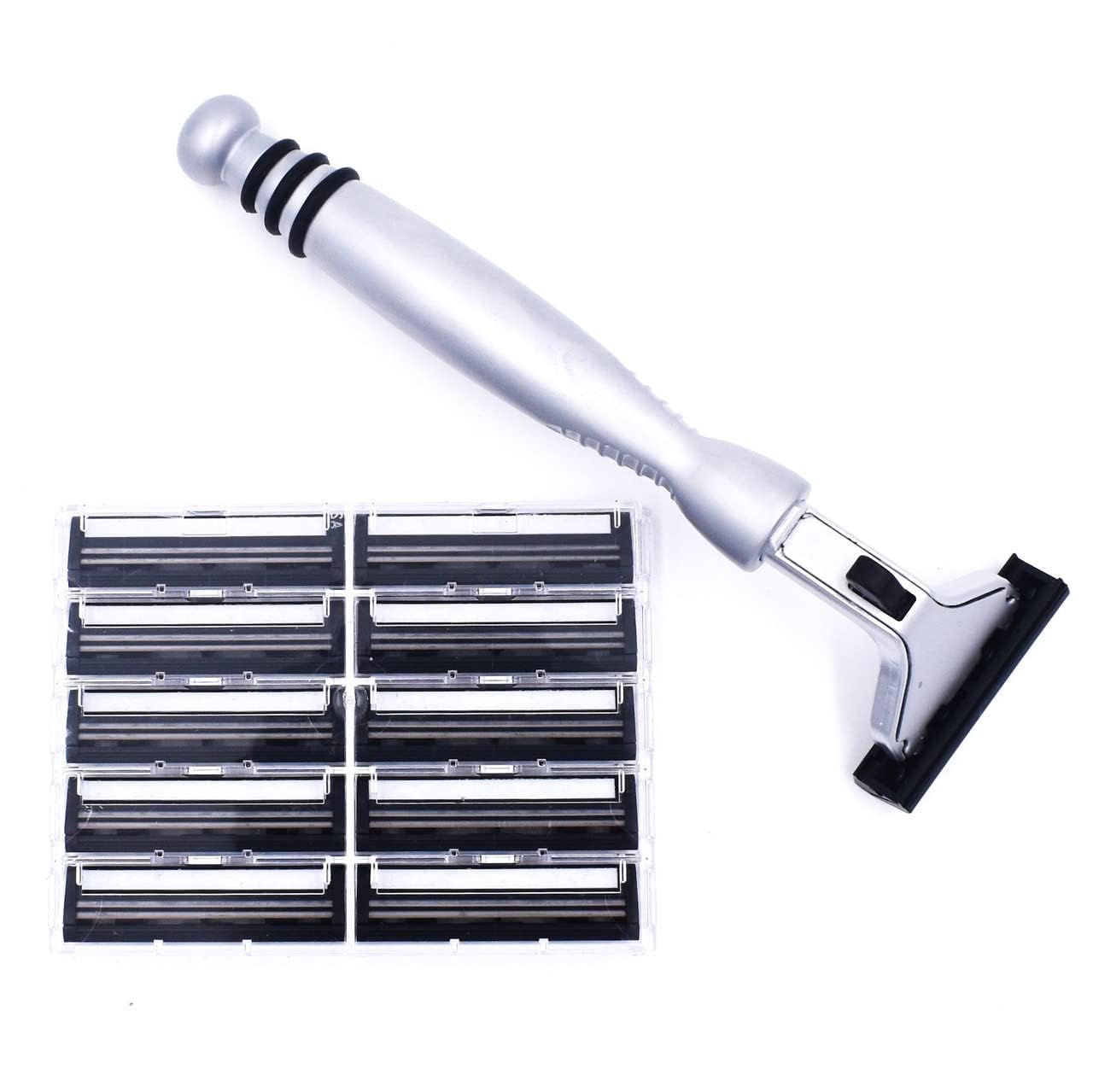 Taconic All?Metal Heavyweight Chrome Razor - Gillette® Atra-Compatible Twin Blade Handle with 10 Pivot Plus Personna Blades, Ergonomic Grip, Durable Beauty and Personal Care Taconic Shave