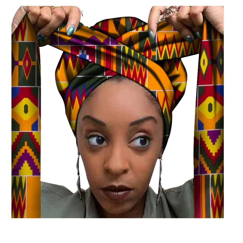 AFRICSTYLE Girl's African Print Hair Bonnet Turbans Head Headwraps Sleeping Ankara Scarf, Color_5, Large Beauty and Personal Care AFRICSTYLE