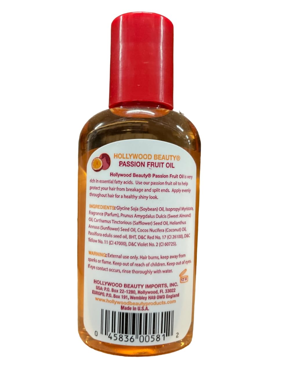 Hollywood Beauty oil, passion fruit, Orange, 2 Fl Oz