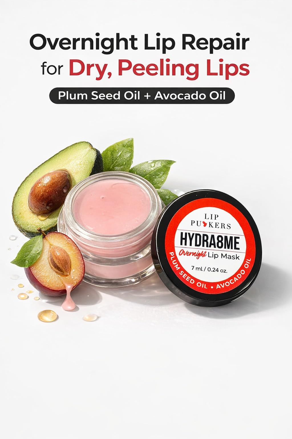 Hydra8me Overnight Lip Mask, Hydrating Treatment with Natural Oils, 7ml/.24oz Beauty and Personal Care Lip Puckers