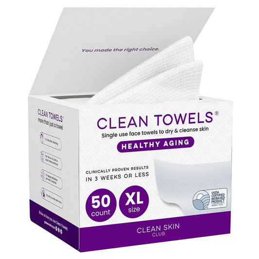 Reduces Fine Lines and Wrinkles in 6 weeks or Less, CLEAN SKIN CLUB Healthy Aging Clean Towels® XL, Disposable Face Towels, XL - 1 Pack (50 count) Beauty and Personal Care CLEAN SKIN CLUB Default Title