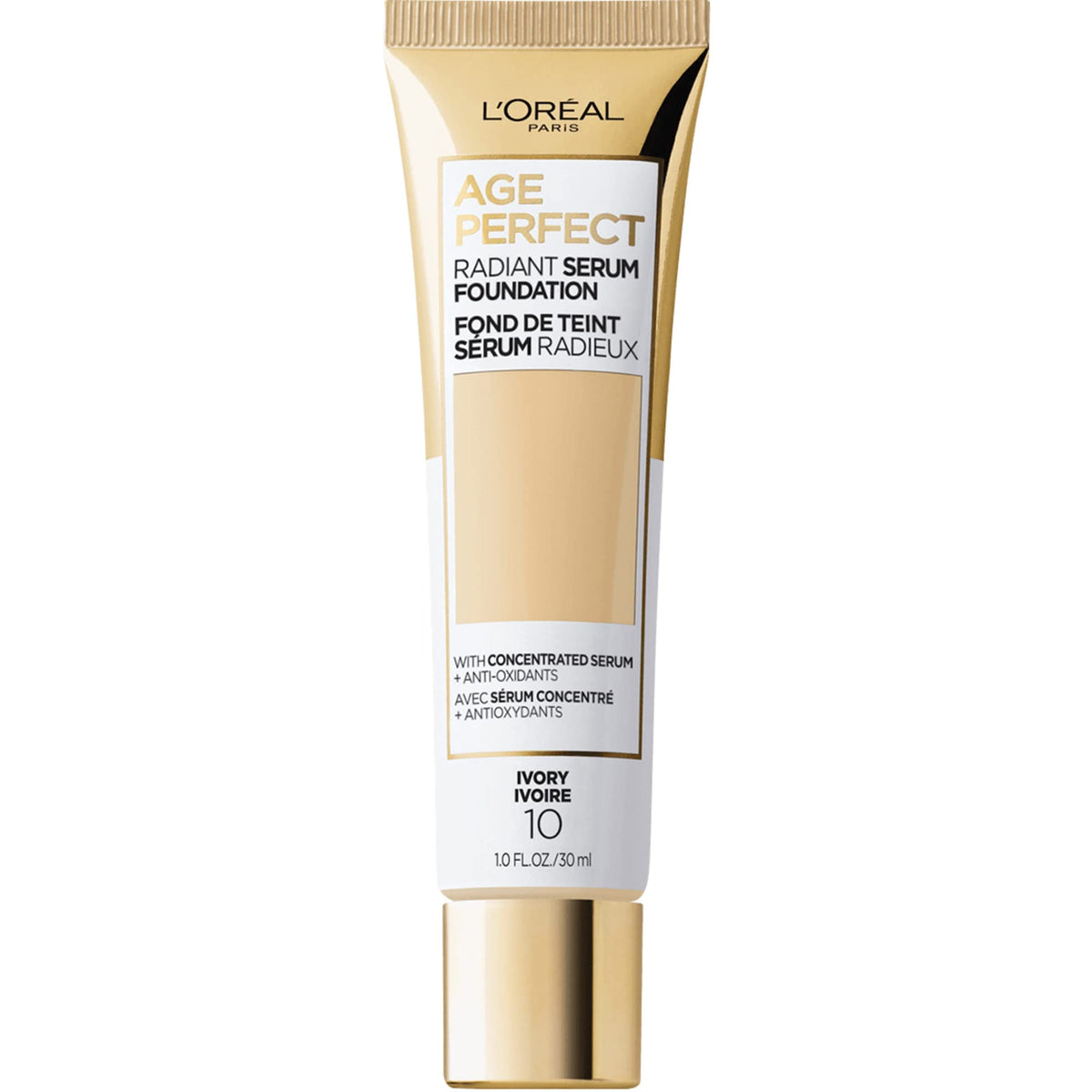 L'Oreal Paris Age Perfect Radiant Serum Foundation with SPF 50, Ivory, 1 fl. oz.
