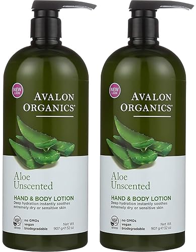 Avalon Organics Hand & Body Lotion, Aloe Unscented, 32 Oz- Pack of 2 Beauty & Personal Care Avalon Organics