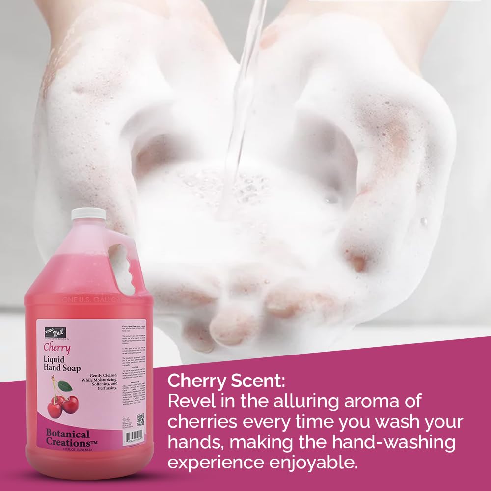 PRO NAIL NAIL SYSTEMS PRONAIL - Liquid Hand Soap Refill, Cherry, 1 Gallon - Deeply Cleanse and Hydrates, Leaving your hands Fresh and Soft - Bulk Beauty & Personal Care PRO NAIL NAIL SYSTEMS