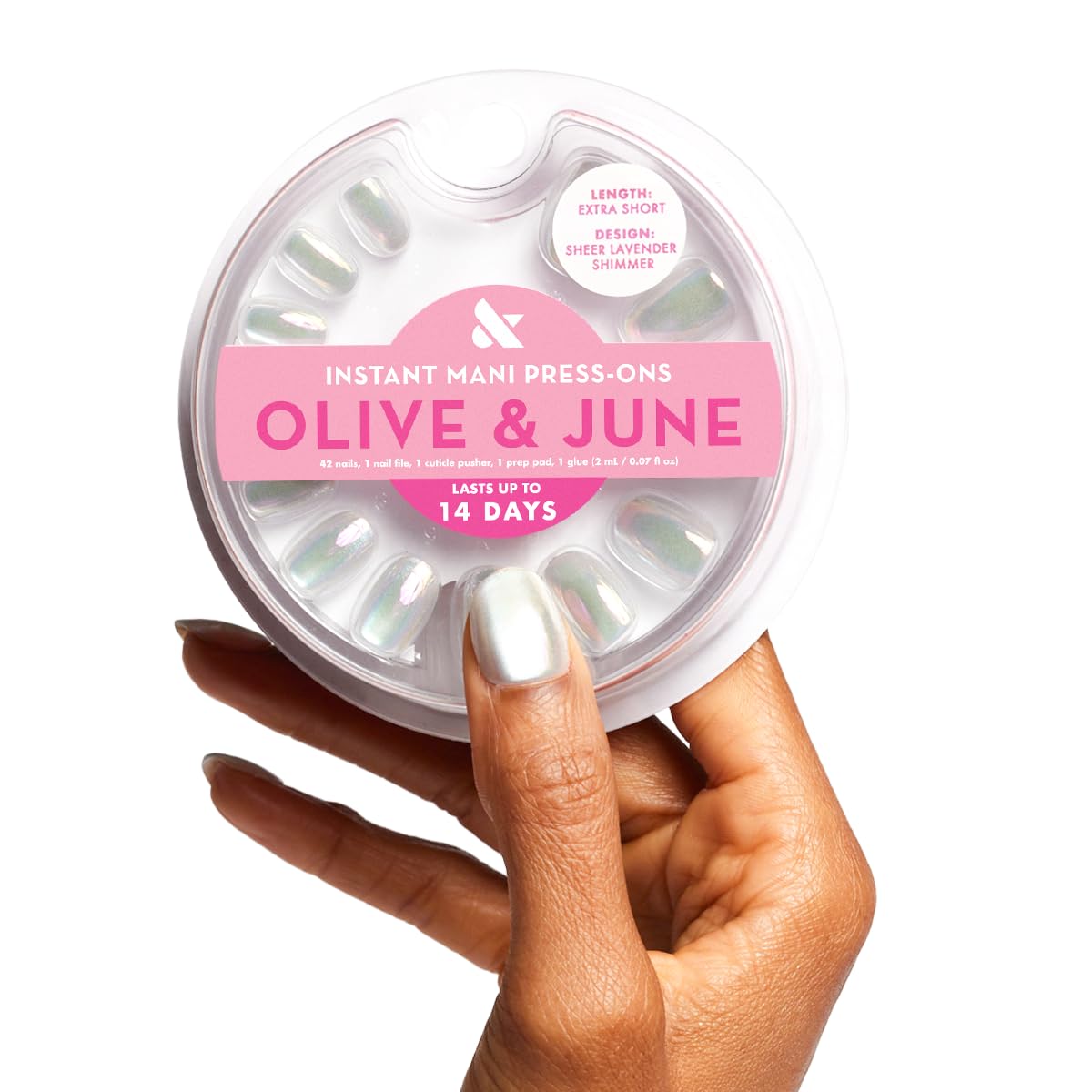 Olive & June Instant Mani Press-On Nails, Sheer Lavender Shimmer