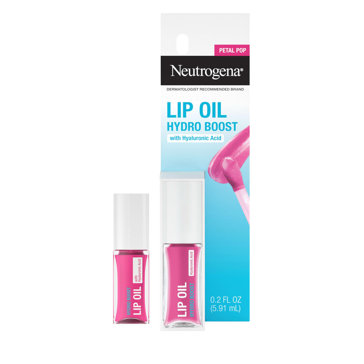Neutrogena Hydro Boost Tinted Lip Oil with Hyaluronic Acid, Hydrating and Nourishing Lip Oil for Fuller Looking Lips, Petal Pop, .2 fl. Oz Beauty & Personal Care Neutrogena