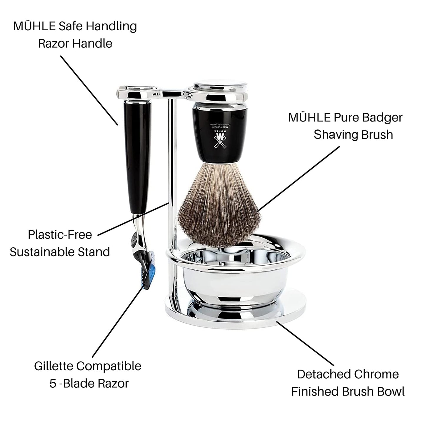 MÜHLE RYTMO Shaving Kit for Men, Black Wet Shaving Grooming Set Beauty and Personal Care MÜHLE