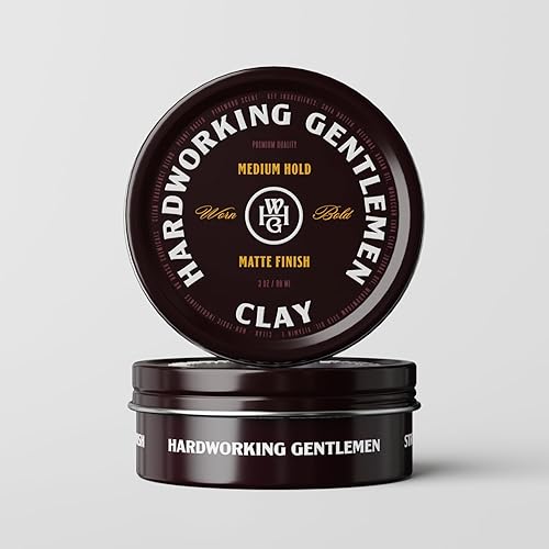 Hardworking Gentlemen - Medium Hold Hair Clay - Mens Hair Clay - ALL NATURAL ingredients - Matte Finish - Holds All Day - 2oz. (Medium Hold) Beauty & Personal Care Hardworking Gentlemen
