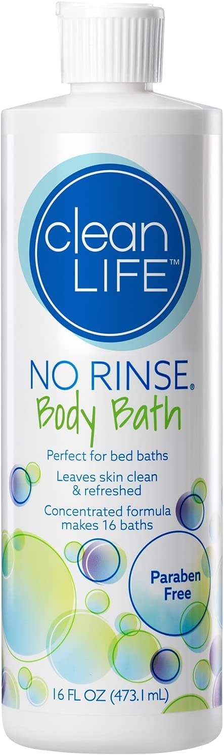 No-Rinse CleanLife Products Body Bath, 16 fl oz (Makes 16 Complete Baths) - Gentle, Concentrated Liquid Body Wash Made in USA - Ideal Beauty & Personal Care No-Rinse