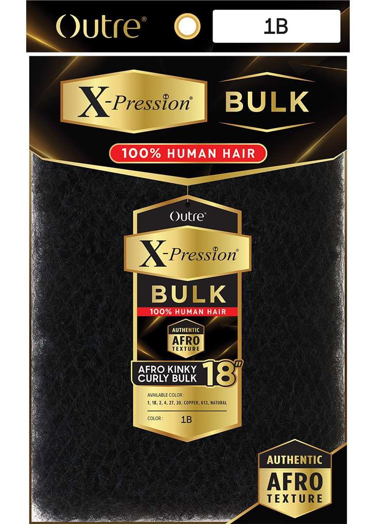 Outre X-Pression Human Bulk - Afro Kinky Curly Bulk 18" (OFF BLACK 1B)