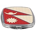 Rikki Knight Compact Mirror on Distressed Wood Design, Nepal Flag, 3 Ounce Beauty & Personal Care Rikki Knight