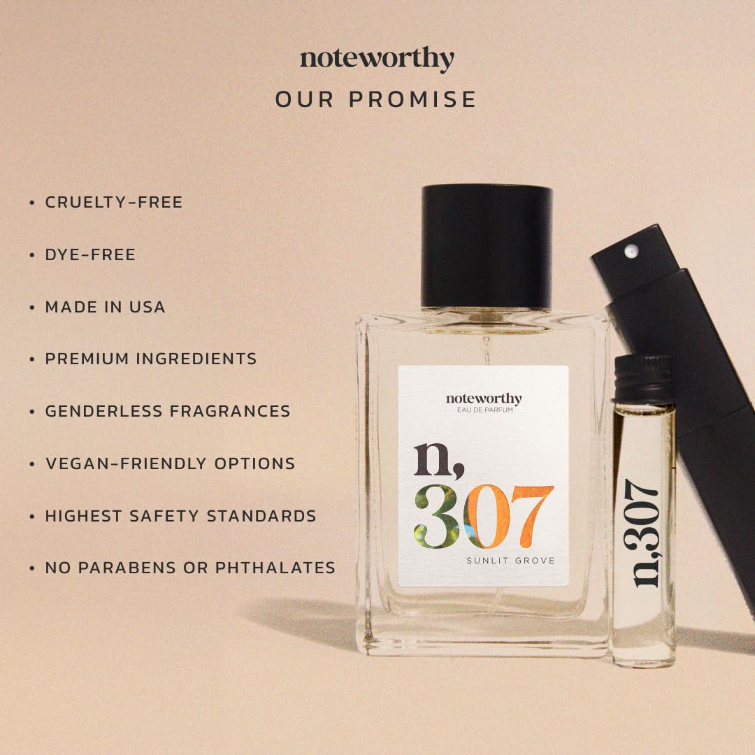 Noteworthy n,307 Sunlit Grove Eau De Parfum - Mandarin, Basil, Sandalwood | Sophisticated, Warm Fragrance for Any Occasion | Long-lasting Unisex Beauty & Personal Care Noteworthy