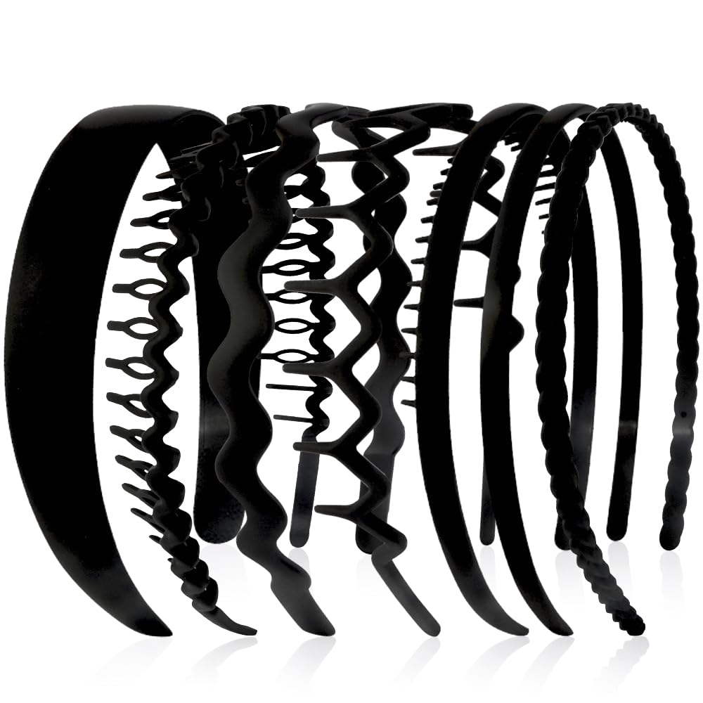 AHONEY 7 Pack Black Headbands for Women Mens Headbands with Teeth Non Slip Hairbands for Women's Hair Accessories Comb Headband Diademas Para Mujer Beauty and Personal Care AHONEY Default Title