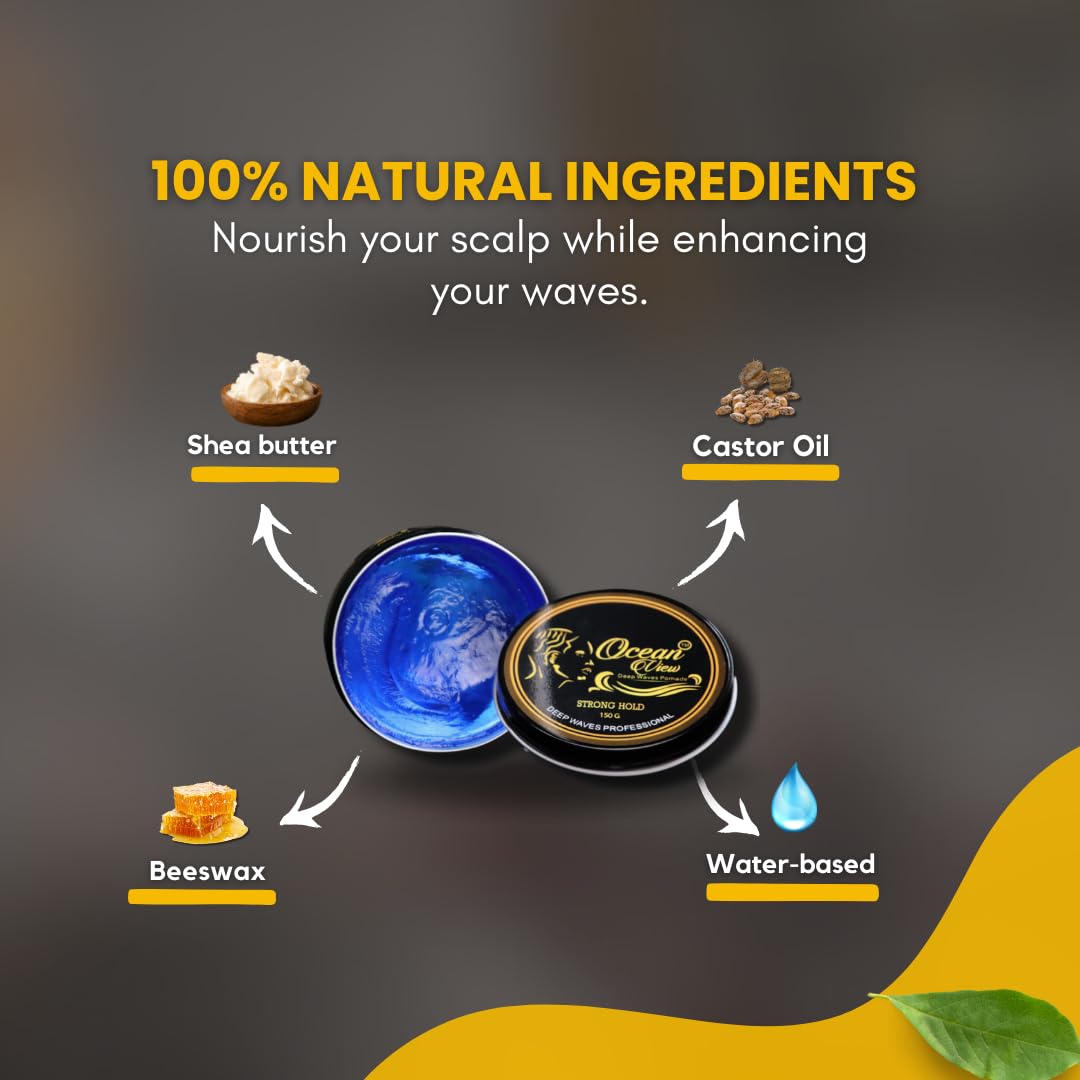 OCEAN VIEW DEEP WAVES POMADE- Water-Based Hair Cream for 360 Wave Training and Wolfing- Silky Smooth Application and Styling, Strong Hold, Easy Wash Beauty & Personal Care OCEAN VIEW DEEP WAVES POMADE