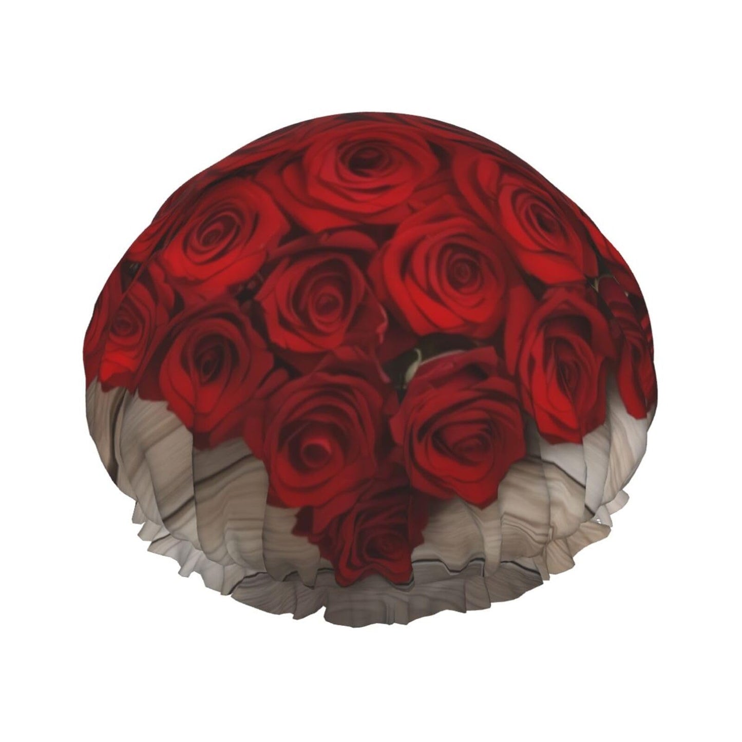 Heart-Shaped Roses Shower Cap for Women Men Large Reusable Shower Bonnet Double-Layer Waterproof Bath Caps Elastic Band Hair Hat for All Hairstyles Beauty and Personal Care BWLHJKE