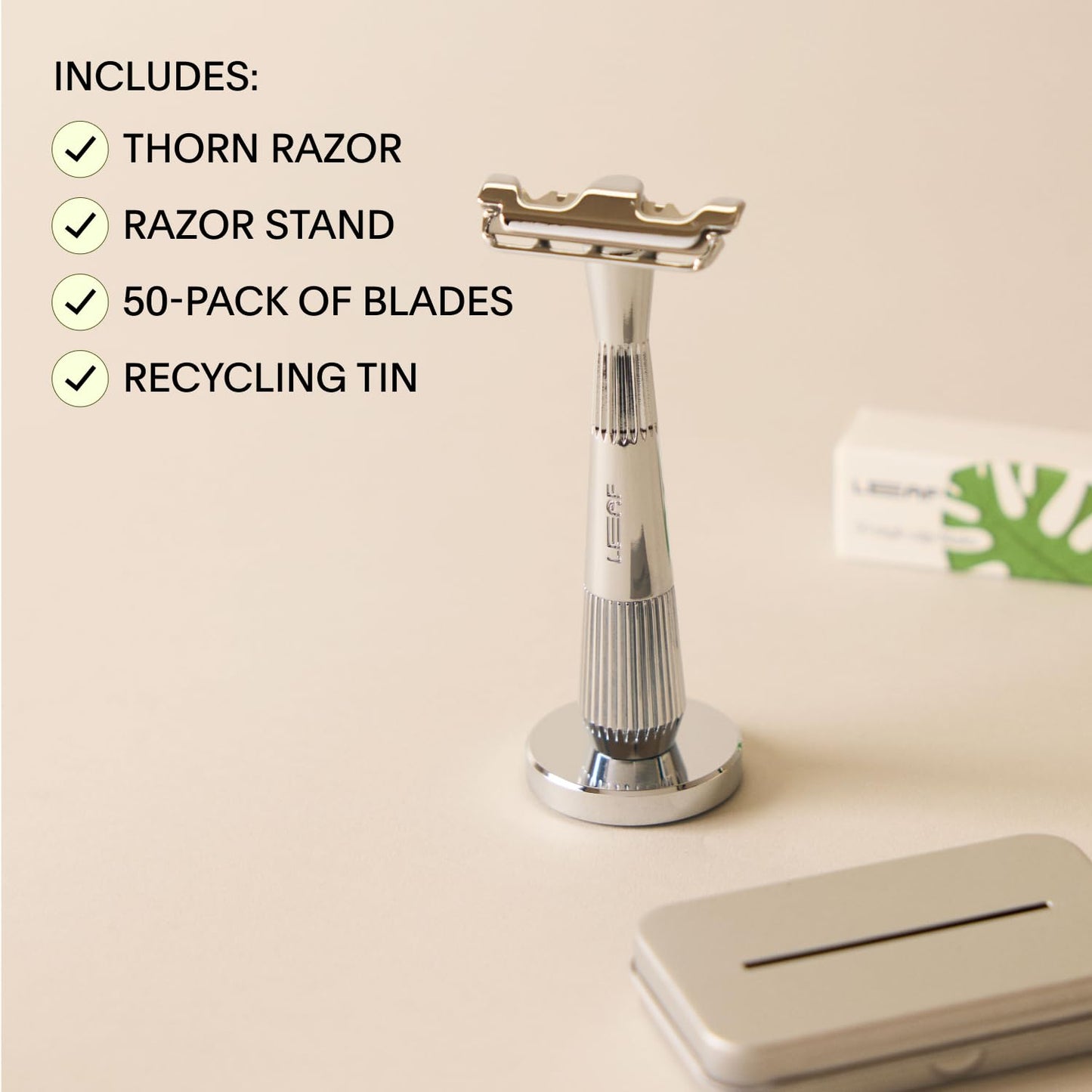 Leaf Shave - Leaf Thorn Razor Set, Includes Twig Razor, Matching Stand, 50-Pack Single-Edge Blade Refills, and Blade Bank - Rose Gold Beauty and Personal Care Leaf Shave