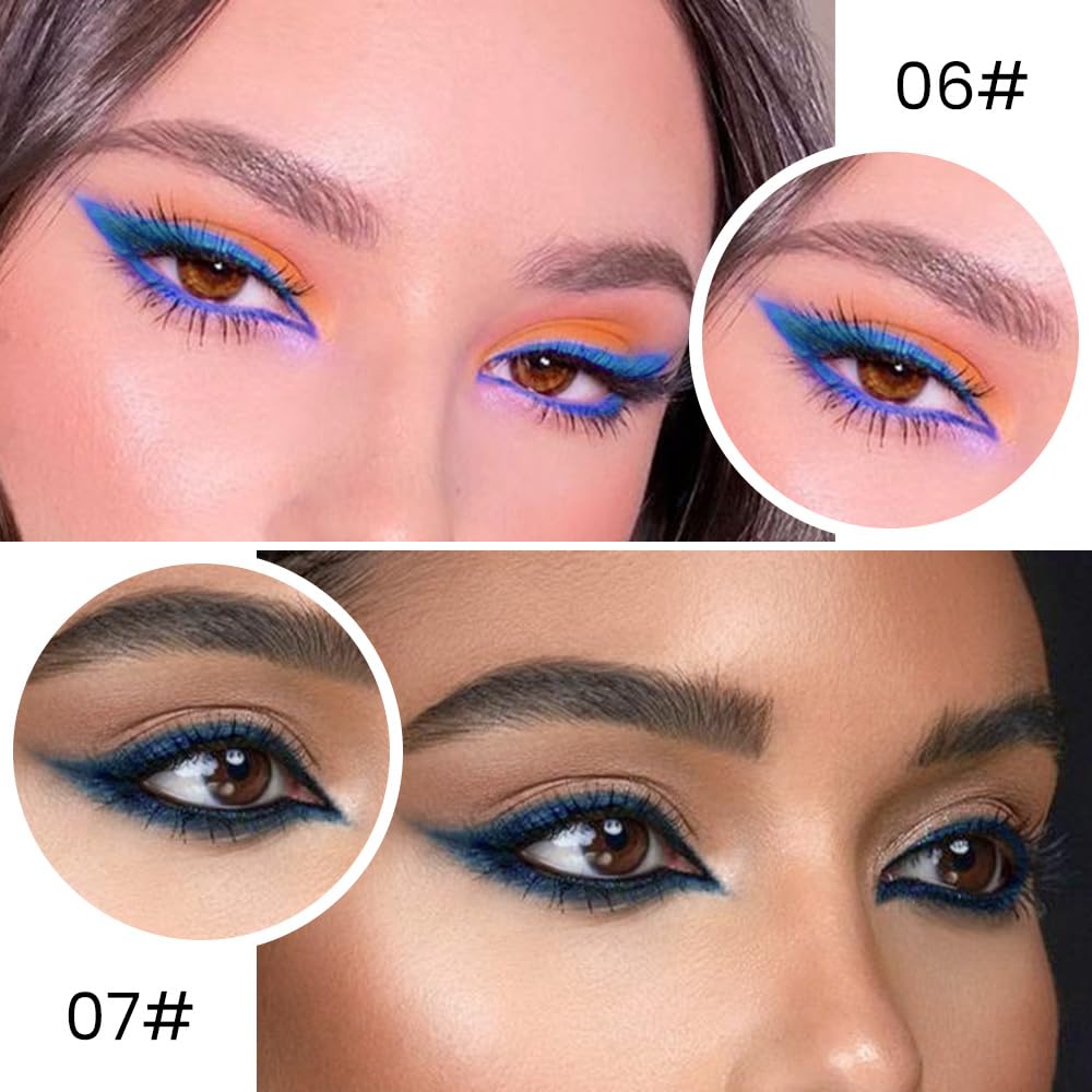 Kaely 2Pcs Light Dark Blue Gel Eyeliner Pencils Set,Waterproof Color Colored Eye Liner Crayon,Cat Eye Stencil Gothic Halloween Makeup,Face Paint Eye Beauty and Personal Care Kaely