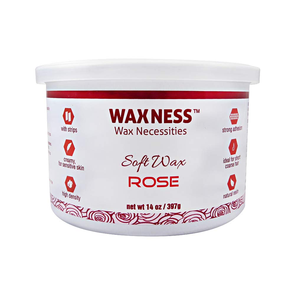 Waxness Creamy Soft Wax Tin Rose 14 oz (400 g) - Professional Strip Wax with Creamy Formula for Face & Body, Ideal for Coarse Hair - Made in Italy Beauty and Personal Care Waxness