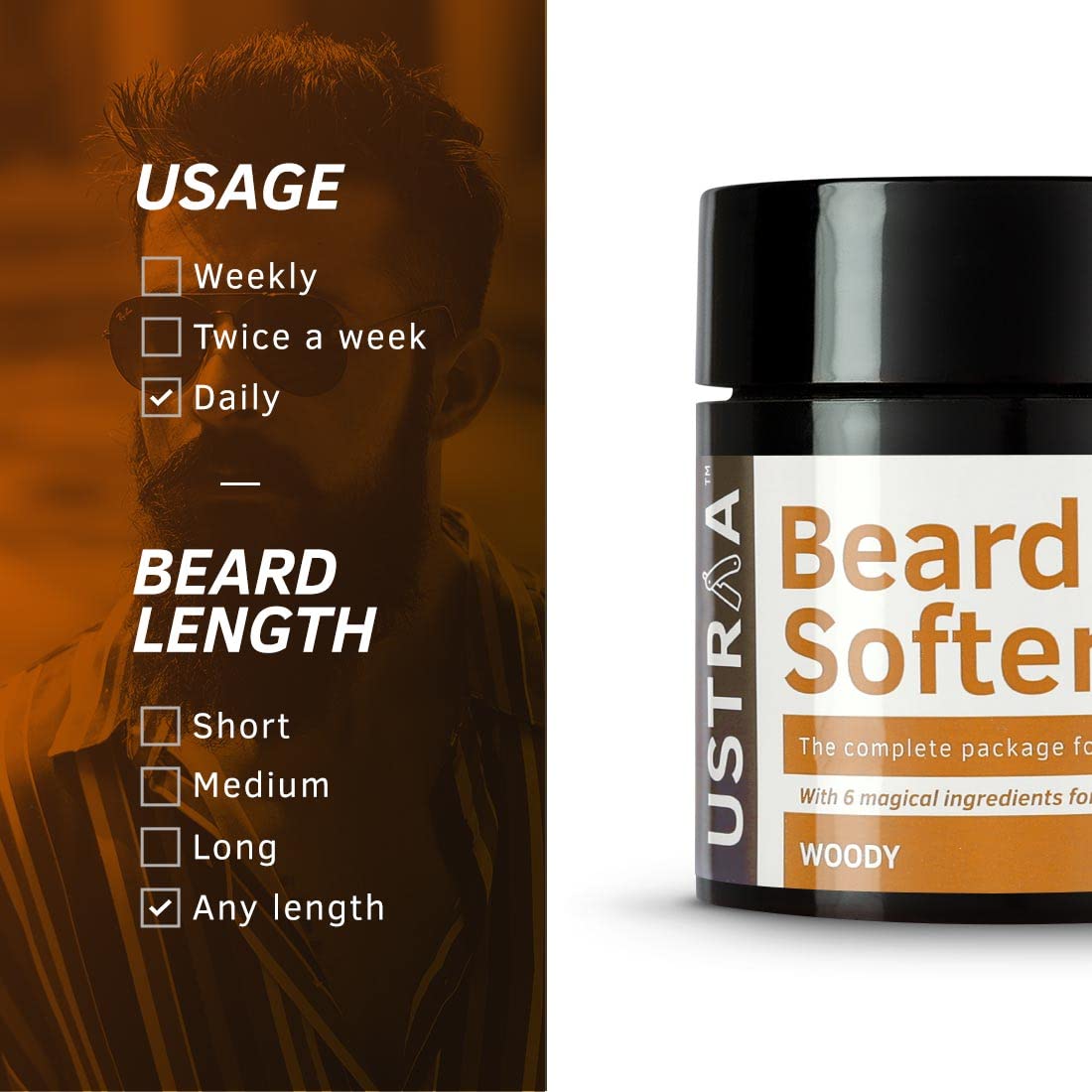 Ustraa Beard Softener Woody - 100g (Set of 2) Beauty and Personal Care Ustraa