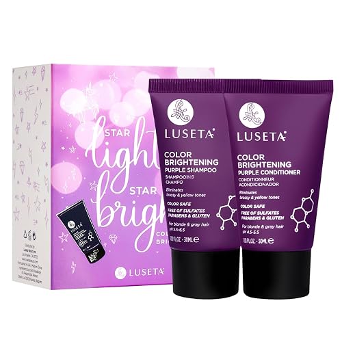 Luseta Color Brightening Purple Travel Shampoo and Conditioner Mini Kit for Blonde, Silver and Gray Hair - Brassiness Neutralizer for Highlighted Beauty & Personal Care L LUSETA
