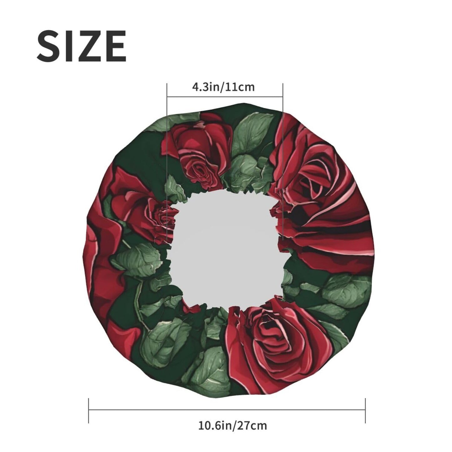 Red Rose Printed Double Layer Lined Shower Cap,Shower Caps For Women Reusable Beauty and Personal Care BEIVGOXL