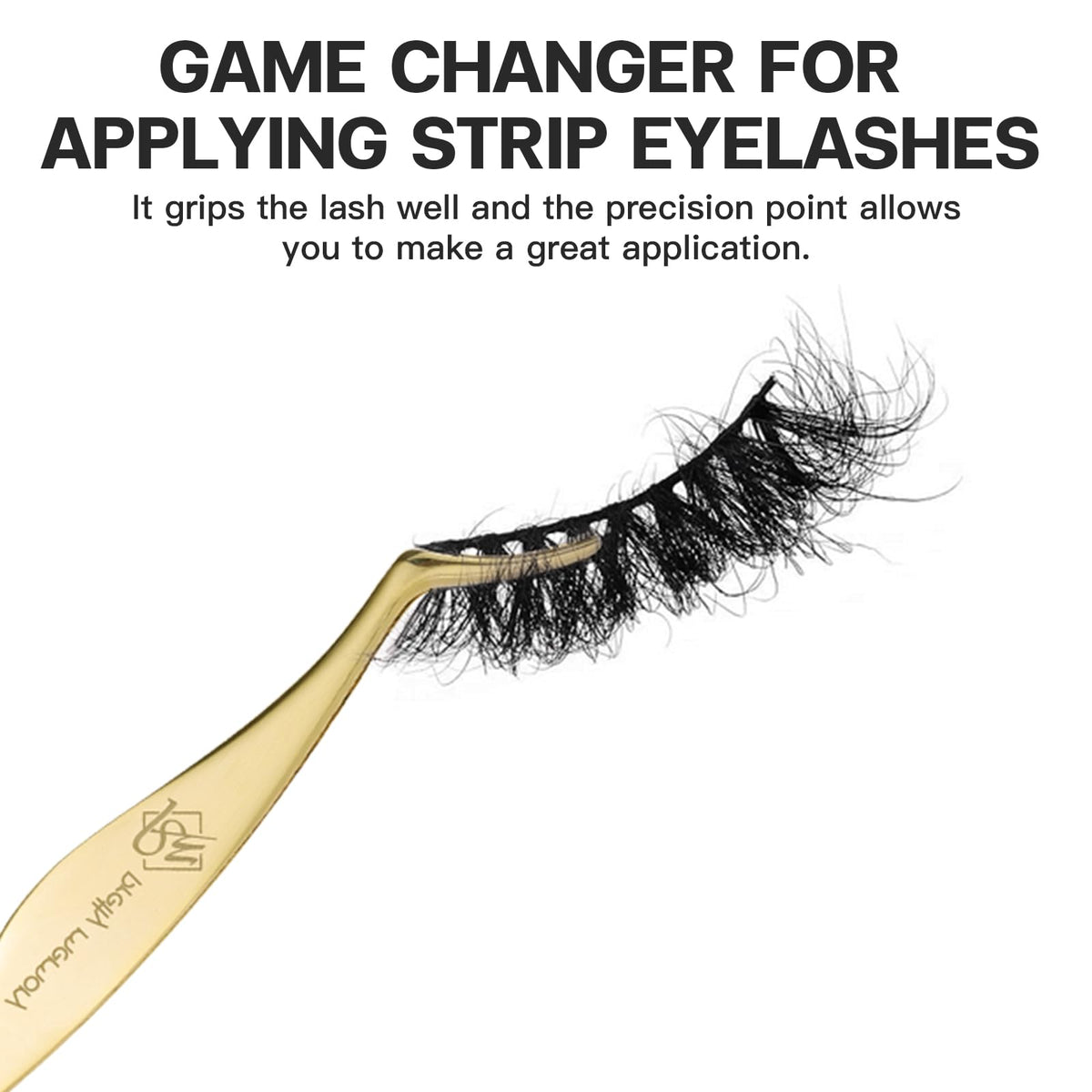Pretty memory DIY Eyelash Applicator Tool, Curved Eyelash Tweezers for False Lashes, Lash Applicator for Easy Lashes Application and Removal, Gold Beauty & Personal Care Pretty memory