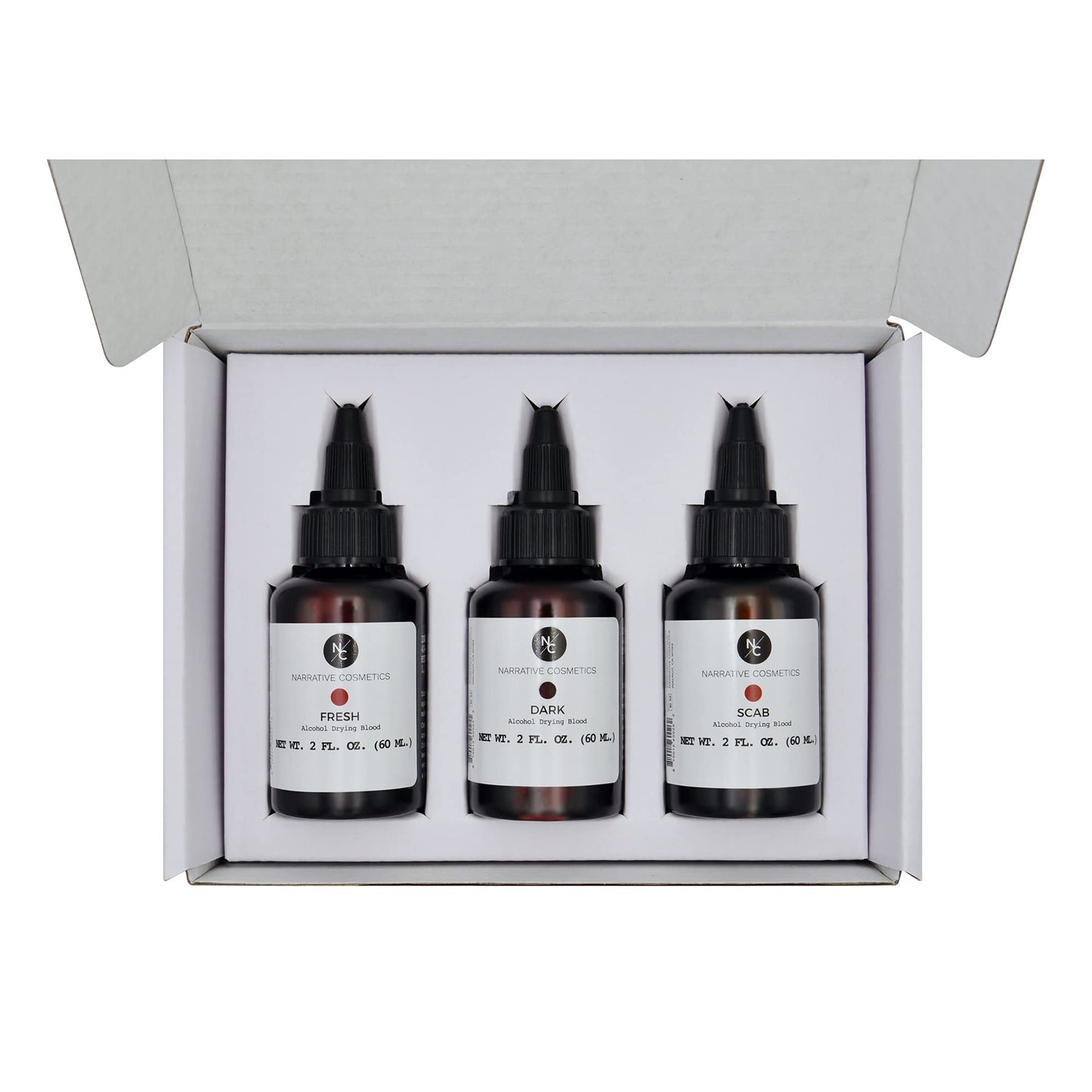 Narrative Cosmetics Alcohol Drying Blood Kit -2 fl oz | Dries to Touch, Keeps Wet Glossy Look | Won't Transfer or Smudge | SFX Wounds, Scabs, Gore | Beauty & Personal Care Narrative Cosmetics