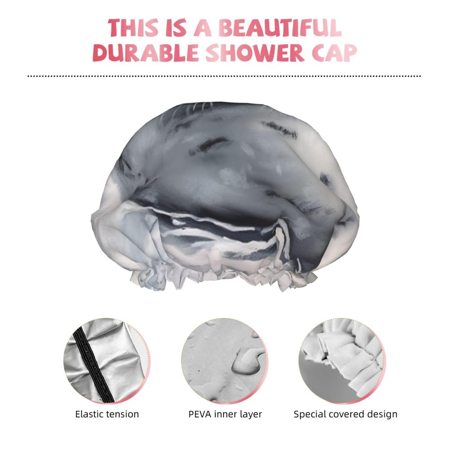 Harp Seal Painting Shower Cap for Women Men Large Reusable Shower Bonnet Double-Layer Waterproof Bath Caps Elastic Band Hair Hat for All Hairstyles Beauty and Personal Care BWLHJKE