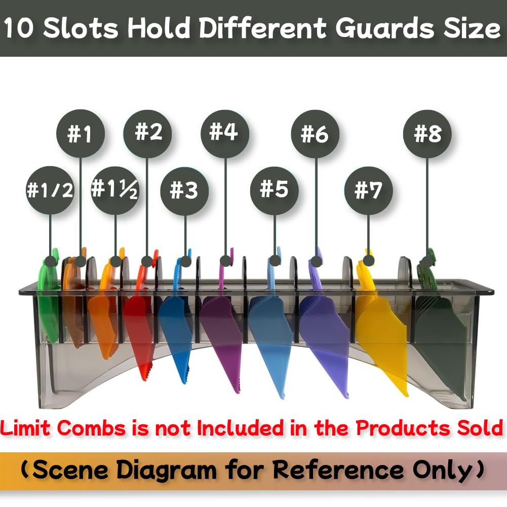 HuGuWdy Clipper Guard Holder?Clipper Holder with 10 Slots Barber Accessories Barber Supplies Professional Organizer Hair Clipper Guards Set Fits Beauty and Personal Care HuGuWdy