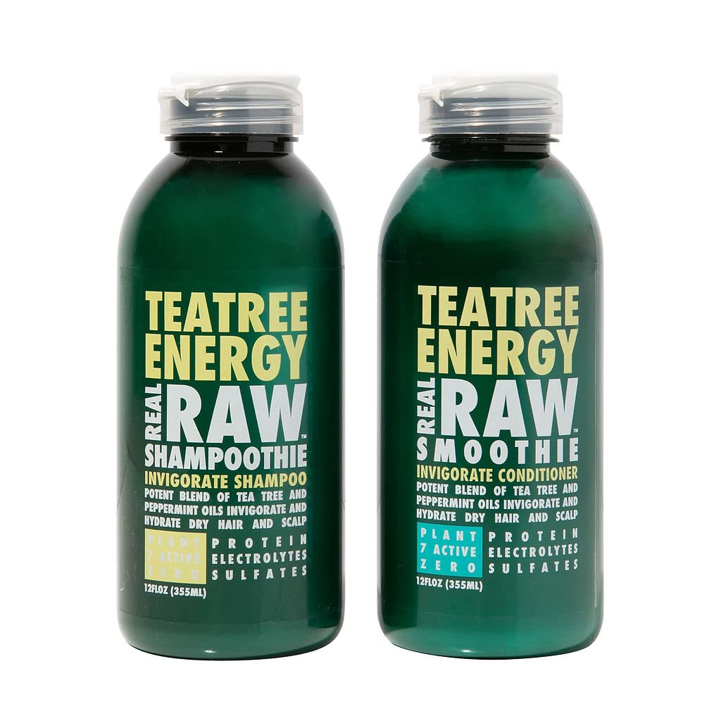 Real Raw Tea Tree Shampoo & Conditioner set - Cleanse, Hydrate + Invigorate - No Water 100% Pure Aloe Juice & Coconut Water - Sulfate & Paraben Free Beauty & Personal Care Real Raw