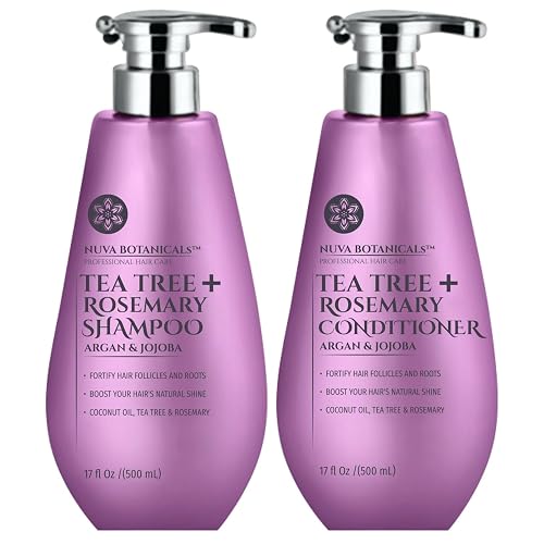 Tea Tree Oil Shampoo and Conditioner Set - Rosemary Oil Shampoo and Conditioner Hair Growth Shampoo for Women - Natural Shampoo for Thinning Hair Beauty & Personal Care Nuva Botanicals